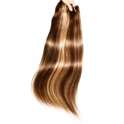 #4/27 Honey Blonde Highlight Natural Straight Virgin Human Hair Bundles | Human Hair Wig | Lace Front